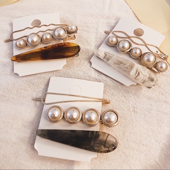 Accessories - Chic Tortoise Faux Pearl Hair Pin Set